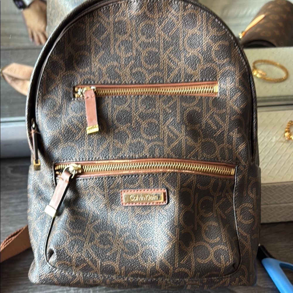 Calvin Klein Tan Monogram Backpack